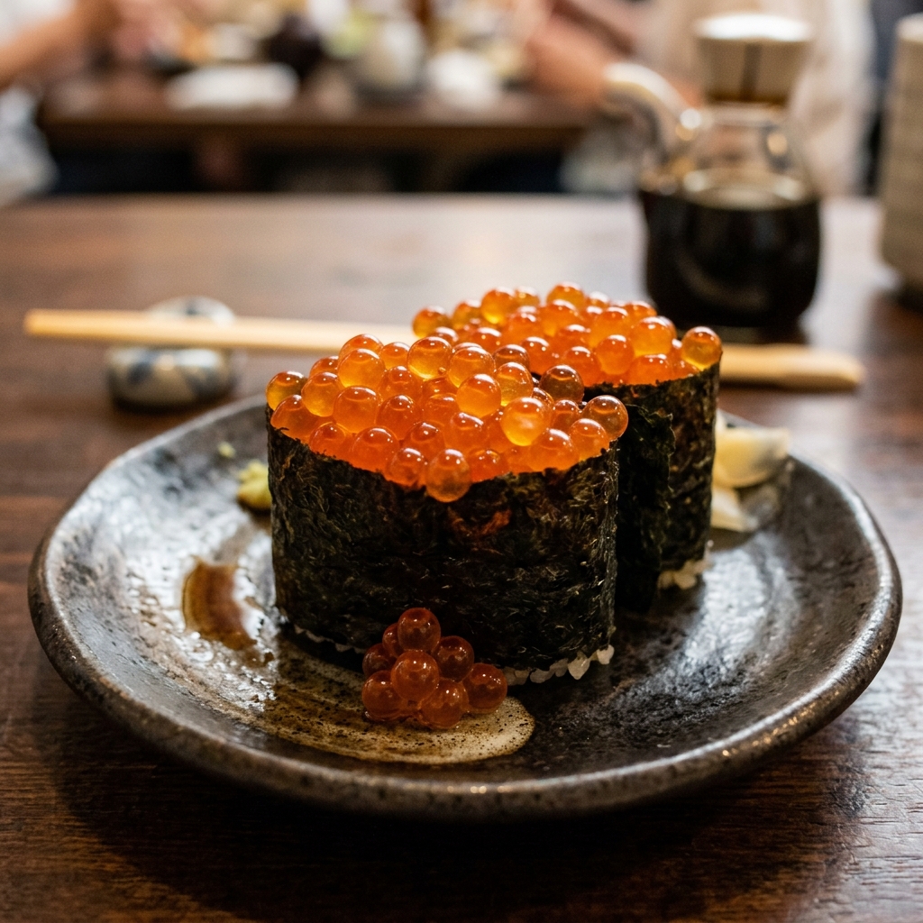 ซูชิหน้าไข่ปลาแซลมอน (Ikura Sushi)