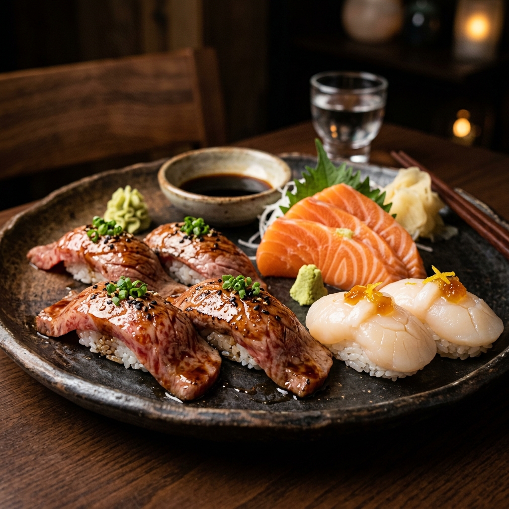 ซูชิวากิวเบิร์นไฟ (Wagyu Aburi Sushi)
