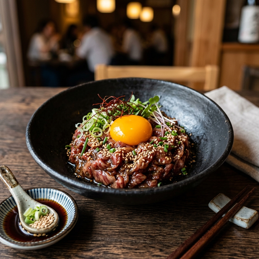 ยำเนื้อดิบวากิว (Wagyu Yukke)